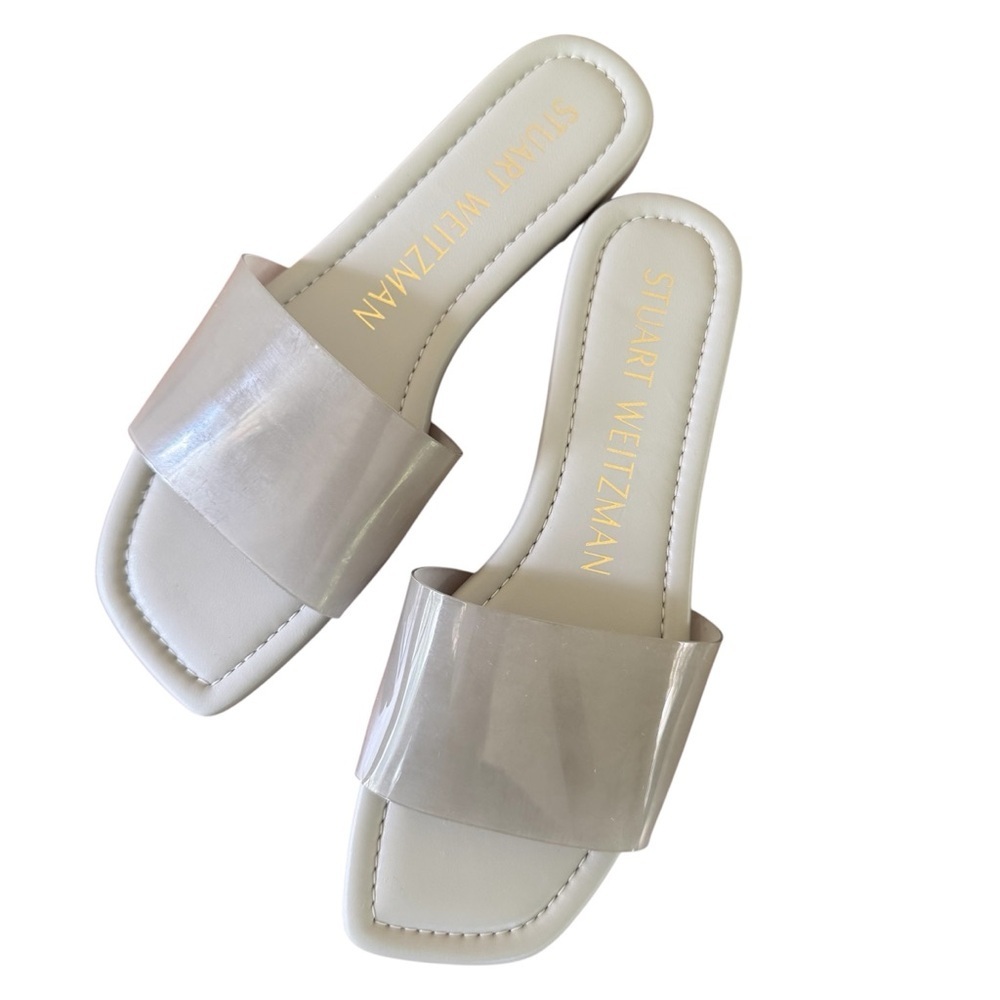Stuart Weitzman Summer Flat Sandals Slip-On Women's Gray Size 6